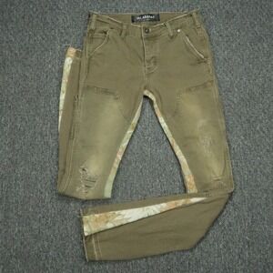 Valabasas Jeans Mens 30x35 Green Alpha Stacked Flare Distressed 5 Pocket